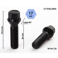 Kolový šroub M14x1,25x50, dosedací plocha kužel (černý) 