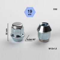 Matice M12x1,5 kužel (nerez víčko), klíč 19, výška 30  