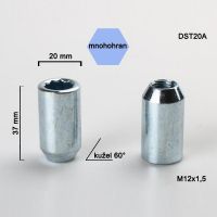 Matice M12x1,5 kužel s vnitřním mnohohranem; výška 37, vnější průměr 20  