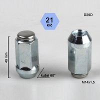 Matice M14x1,5 kužel, prodloužená (nerez víčko), klíč 21, výška 49  
