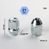 Matice M14x1,5 kužel, zavřená, klíč 21; výška 34  